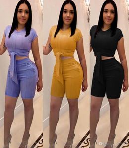 HiMple 2019 Coldker Women Two -Piece Short Sets For Ladies Clothing Domans Korte T -shirt en broek Sportwear Sets Plus Size S3XL8869534