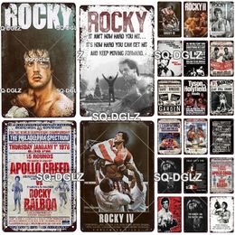 HISIMPLE Boksen Ster Metalen Tin Bord Vintage Sport Poster Metaal Schilderen Club Metalen Plaquette Plaat Gezondheid Muur Decor Tin Borden Rocky Muziek Poster Schilderijen 30X20CM