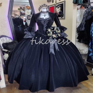 Robes de bal de la reine noire historique avec vestes 18ème siècle Europe Marie Antoinette Costume victorien médiéval robe de soirée velours dentelle vestido de novia 2024
