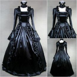 Moda histórica Barroque Black Gothic Wedding Wedding Vestidos 1800 Vicilizos victorianos Vestidos de boda con manga larga Nuerto 231Z