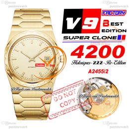 Historiques 4200H 222 Jumbo A2455 automatisch heren dames unisex horloge V9F 37 mm geelgouden wijzerplaat roestvrijstalen armband Super Edition Puretimewatch Reloj Hombre f2