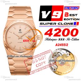 Historiques 4200H 222 Jumbo A2455 automatisch heren dames unisex horloge V9F 37 mm roségouden wijzerplaat roestvrijstalen armband Super Edition Puretimewatch Reloj Hombre