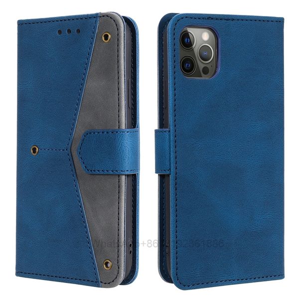 Hit Color Skin Feel Hybrid Leather Wallet Cases para Iphone 13 12 Pro Mini 11 XR XS MAX X 8 7 6 Contraste ID Slot Holder Flip Cover Business