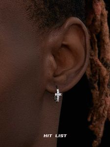 Boucles d'oreilles croisées 925 argent sterling pour les hommes et les femmes haut de gouttes d'oreilles hip-hop américain et de belles créneaux de niche avec incrustation de diamant