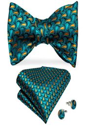 Hitie Bow Tie Set Luxury Paisley Gold Peacock Color Tie Tie Self Vlinderdas Set Party Drop LH00833266084