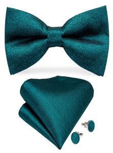 Hitie Bow Tie Set Nieuwheid Nieuwe techniek Pretied Silk Dark Teal Bow Ties For Men Drop LH01171406441