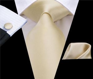 HiTie hommes cravate solide Champagne soie cravate fête mariage cravates pour hommes soie jaune cravate ensemble cravate pour père C3266 Dropshiping9777382