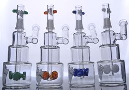 Hitman Glass Bongs Classic Cake fumer Pipe Oil Rigs Hookah Bubbler Pipes avec pneu coloré perc 14 mm joint mâle