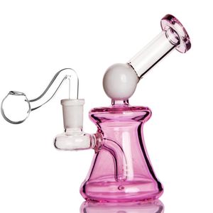 Pink Hookahs Glass Water Bong Downstem Perc Smoke Glass Oil Burner Pipe cubilete bong Accesorios Wax Ashcatcher dab Rigs con junta de 14 mm