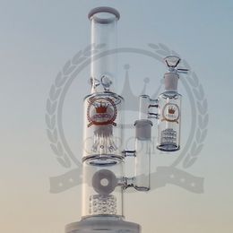 Bong de narguilé de haute qualité Double nid d'abeille rose violet givinière en verre pipides en verre Bongs en verre