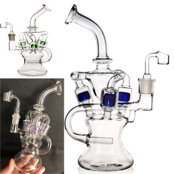 Recycleur perc Fumer Narguilé Bongs en verre Bubbler Percolator Conduite d'eau en verre 14mm tuyaux de brûleur à mazout en pyrex