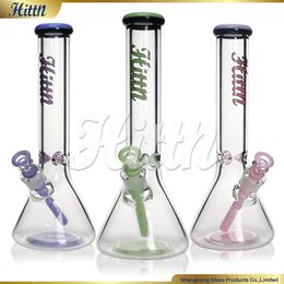 Hittn Glass Bong Beaker Bong Heavy 9 mm d'épaisseur d'eau en verre avec un bol coloré de 14 mm accessoires de fumer