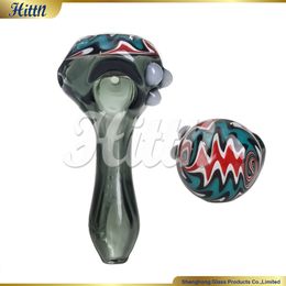 Hittn Glass Pipe Verre fumer la cuillère à main Pipe American Colors Wig Wag Dry Herb Pocket Hand Tpipe Glass Bong ACCESSOIRES