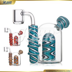 Hittn Glass Bubbler Bong Dab Rig 4 pouces Mini Couleur américaine Blow Blown Glass Rig Gip Water Pipe en verre Bong avec quartz de 14 mm pour fumer 2024 Nouveau