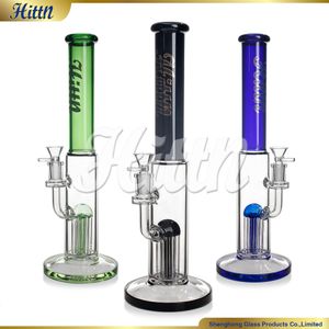 Hittn Glass Bong Pipe d'eau 420 VENTE TUBE DROIT 8 ARBRES ARBRE PERCOLAOR 14 mm Joix Verre épais tabagisme Bong bleu vert noir 13,5 pouces