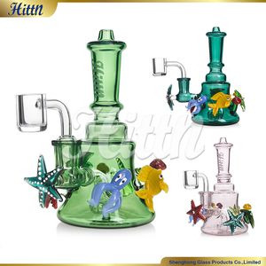 DAB Rig Glass Water Bong 6,3 pouces Poudeur Percolateur en verre Pipe d'eau Octopus Starfisf Sea Animal Mini Fumer Bong avec 14 mm Banger 420 Vente chaude Hittn