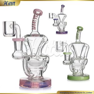 Hittn recycler bong dab gréement 420 gréement en verre soufflé à la main à la main pipe d'eau fumante avec banger de quartz de 14 mm 6,3 '' hauteur