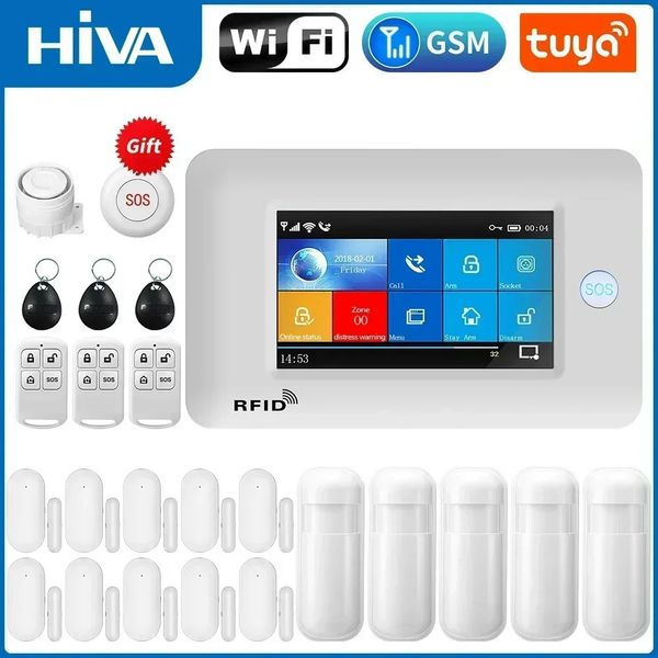HIVI système d'alarme domestique sans fil GSM WiFi avec détecteur de mouvement alarme antivol pour Tuya SmartLife APP alarme de jardin maison 240219