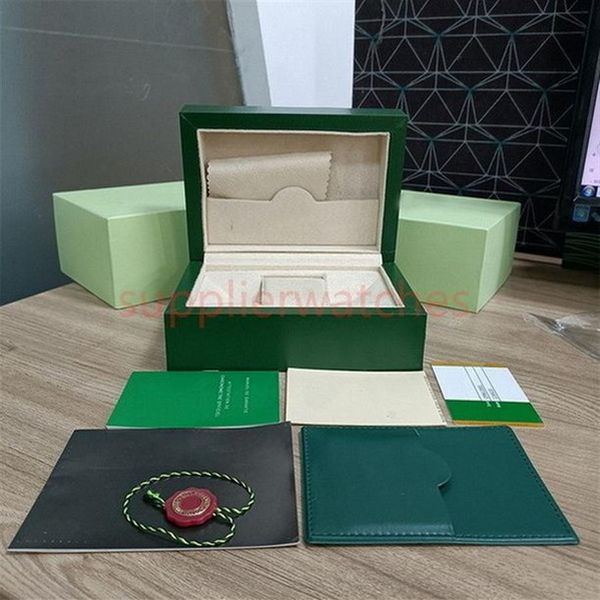 hjd Rolex Montre de luxe Mens Watch Box Cases Original Inner Outer Womans Montres Boîtes Hommes Montre-bracelet Green Boxs livret carte 11661213c
