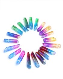 Hjt 20 stcs geheel nieuwe kleurrijke natuurlijke kwarts kristalpunten reiki genezing kristallen toverstokken genezen chakra steen sell6490563