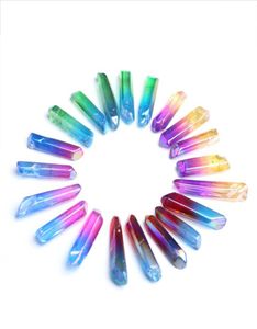 HJT 20PCS NOUVEAU NOUVEAU COLORFUR NATURAL Quartz Points cristallins Reiki guérison Crystal Wands Cure Chakra Stone Sell7918396