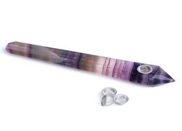 HJT Hele 78 inch lange rotssteen Rainbow Fluorite Quartz Crystal Smoking Pipes voor tabak met 3 schermen Shippi6054047