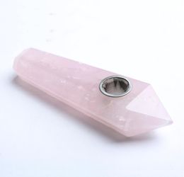 Hjt geheel nieuwe novelt koolhydraten rookpijpen natuurlijke roze kristal kwarts tabakspijpen genezende handpijpen pouch8181206