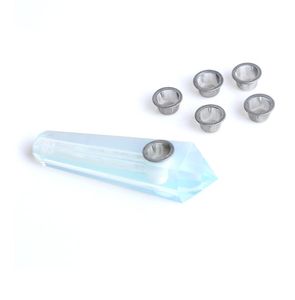 HJT Hele vrouwen moderne aangepaste pijpen natuurlijke Opal CRYSTAL quartz healing Tabakspijpen met 5 Metalen Filters5069240