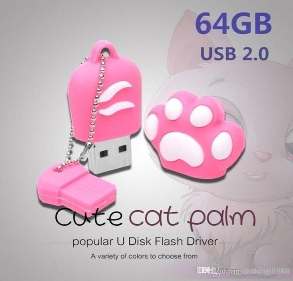HK Cat Paw Shape USB 20 Flash Drive Novelty Pendrive Memory Stick Storage 8G64G1922779