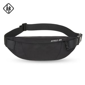 Hk Fanny Pack noir étanche argent ceinture sac hommes sac à main adolescents voyage portefeuille mâle taille sacs étui à cigarettes pour téléphone 240308