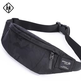 Hk hommes décontracté Fanny sac taille sac argent téléphone ceinture sac pochette Camouflage noir gris Bum hanche sac épaule ceinture Pack 240126