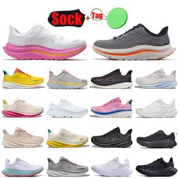 HK One One Bondi 8 Clifton 9 Zapatillas de correr Zapatillas de deporte de diseñador para hombres Mujeres Rosa Naranja Triple Negro Seeweed Marrón Nube Zapatos blancos Corredores de espuma Zapatillas de deporte para hombre