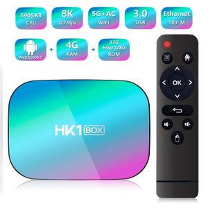 HK1 BOX Android 9.0 Smart Tv Box Amlogic S905X3 Décodeur 4GB 32GB 5G Wifi 100M BT4.0 8k Lecteur multimédia