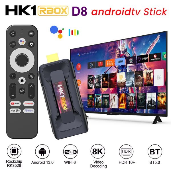 HK1 RBOX D8 Android 13 TV Box RK3528 32GB 16GB 2.4G 5G Wifi6 BT 5.0 Global Media Player Repiver 8K Mini TV Stick