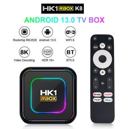 HK1 RBOX K8 Android 13 TV Box RK3528 4G 32G 64G 128G 5G WIFI6 4K 8K 3D BT Smart TVBox Google Global Media Player Set Top Box avec voix télécommande
