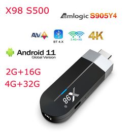 X98 S500 Mini Tv Box Stick Android 11.0 4K Amlogic S905Y4 2GB 4GB 16GB 32GB BT4 2.4G 5G Wifi Smart Tv box TV Dongle