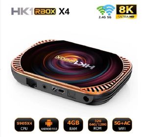 HK1 RBOX X4 Smart TV BOX Android 11.0 1000M LAN Amlogic S905X4 8K 4G 32/ 64/128GB 3D Wifi 2.4G5G Support G00gle Player Y0utube Netliifx