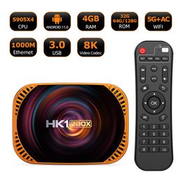 HK1 RBOX X4 Android 11 TV BOX Amlogic S905X4 8K 32G 64G 128GB 3D Wifi 2,4G 5G compatible con reproductor de Google decodificador inteligente