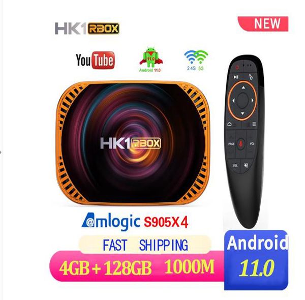HK1 RBOX X4 Android 11 TV BOX Amlogic S905X4 Quad Core 4G 128G Smart TVBOX 5G double WIFI 1000M LAN 8K lecteur multimédia vidéo