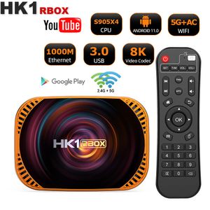 HK1 RBOX X4 Android 11 tvbox Amlogic S905X4 Smart TV BOX 8K 4GB 32GB 3D 2.4G 5G Wifi 8K 1000M décodeur
