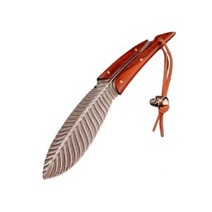 HK295 Hoge kwaliteit Feather Super Sharp Portable Knives Outdoor Survival Vissing Knife Damascus Stalen jachtmes Fixed Blade