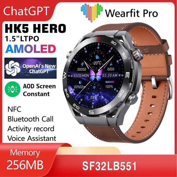 HK5HERO Smart Watch Amoled Screen NFC Sécurité cardiaque et détection de détection de la pression artérielle