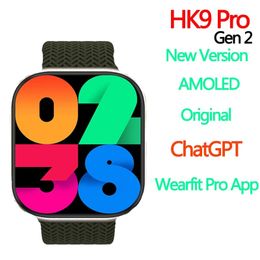 HK9 Pro Gen 2 ChatGPT AMOLED Smart Horloge Band Lock Draadloos Opladen Bluetooth Oproep Mannen Serie 8 NFC Vrouwen Smartwatch 202