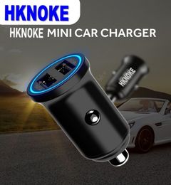 HKNOKE 4.8A 24W USB double chargeur de voiture à charge rapide en alliage d'aluminium adapté au téléphone portable