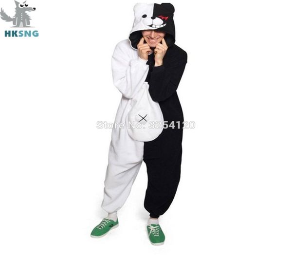 Hksng adulto kigurumi oso pijama animal danganronpa blanco oso blanco monokuma onekuma cosplay salones de vestuario de Navidad T2001106048641