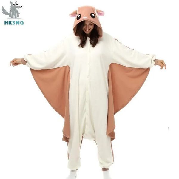 Hksng Animal Adulte Kigurumi Flying Squirrel Genanes Party Halloween Mouse Pyjamas Cosplay Costumes Costumes Sleepwear Suit Suit 240227