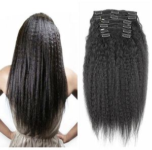 HL Braziliaanse clip-in extensions van echt haar Kinky rechte clip-ins voor Afro-Amerikaanse 100 echt haar clip-in extensions7292279