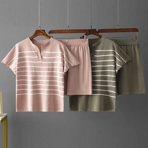 Hlbcbg surdimensionné d'été Femmes T-shirt sets mode V cou de cou décontracté pantalons
