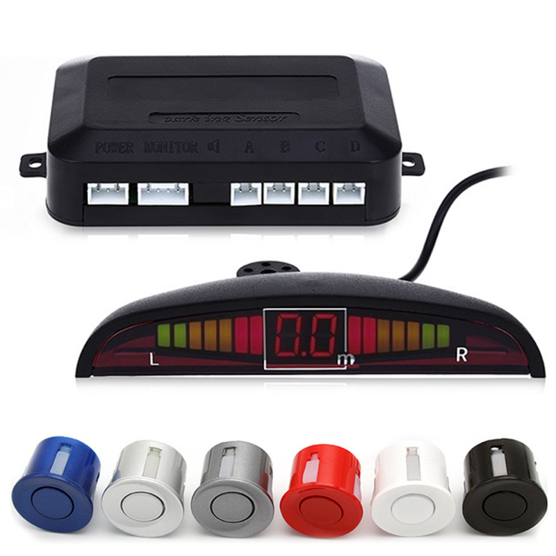 HLEST 1 Set Voiture Led Capteur De Stationnement 5 Couleurs Écran Parktronic 4 Capteurs Assistance Arrière Assistance Moniteur De Radar Système de Parking