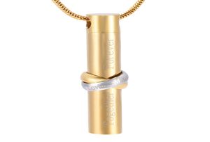 HLN9944 2 ringen samen houden cilinder urn vasthouden as aandenken urn gedenkteken sieraden crematie urn hanger ketting voor PetHuman A4744928